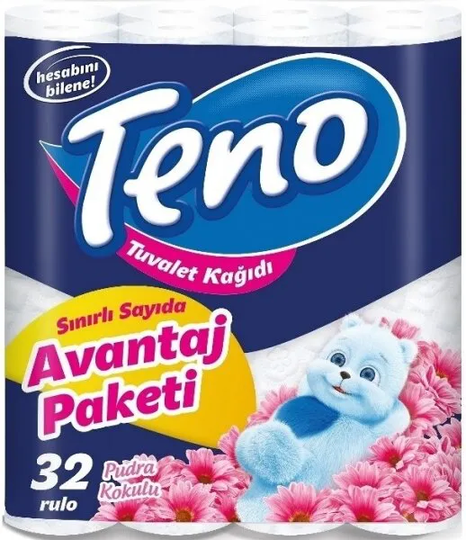 Teno Avantaj Paket Pudra Kokulu Tuvalet Kağıdı 32 Rulo Tuvalet Kağıdı